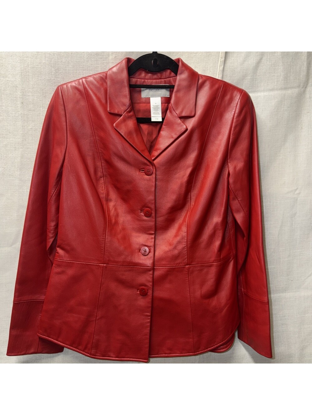 Classic Liz Claiborne Women's Red Leather Jacket Size Medium